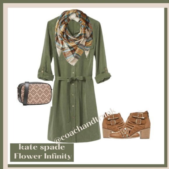 AUTHENTIC KATE SPADE Hunter & Tan Spade Flower Infinity Crossbody & Cardholder - Picture 3 of 15